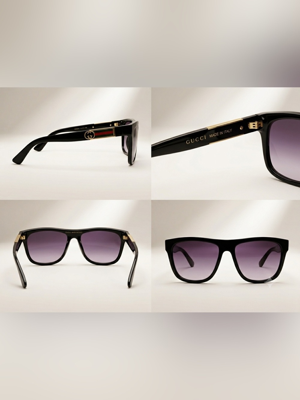 Gucci Black Frame Sunglasses with Purple Gradient Lenses GG0746S